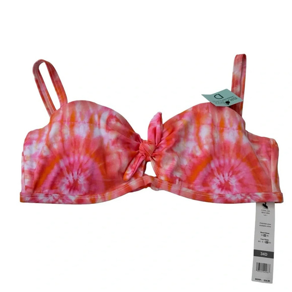 NWT Sundazed Beka Tie Dyed Underwire Bow Bikini Top D Cup Size 34D - Picture 3 of 10